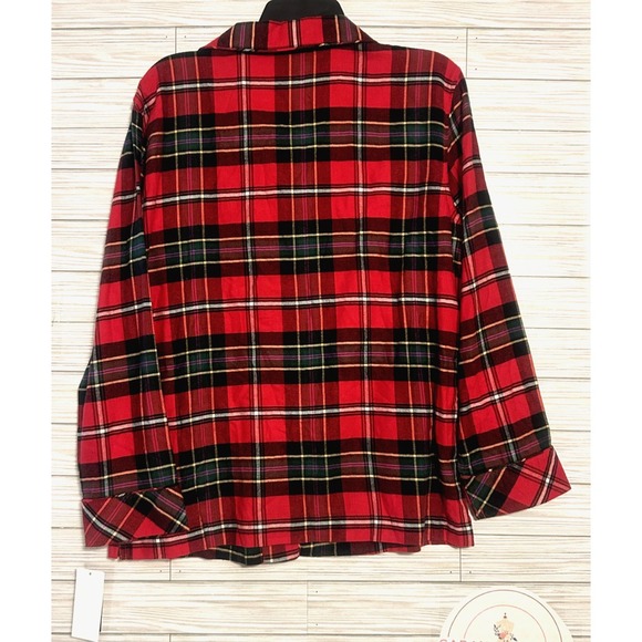 Lauren Ralph Lauren Sleepshirt Womens Medium Plaid Flannel Button Up Embroidered - Picture 5 of 8
